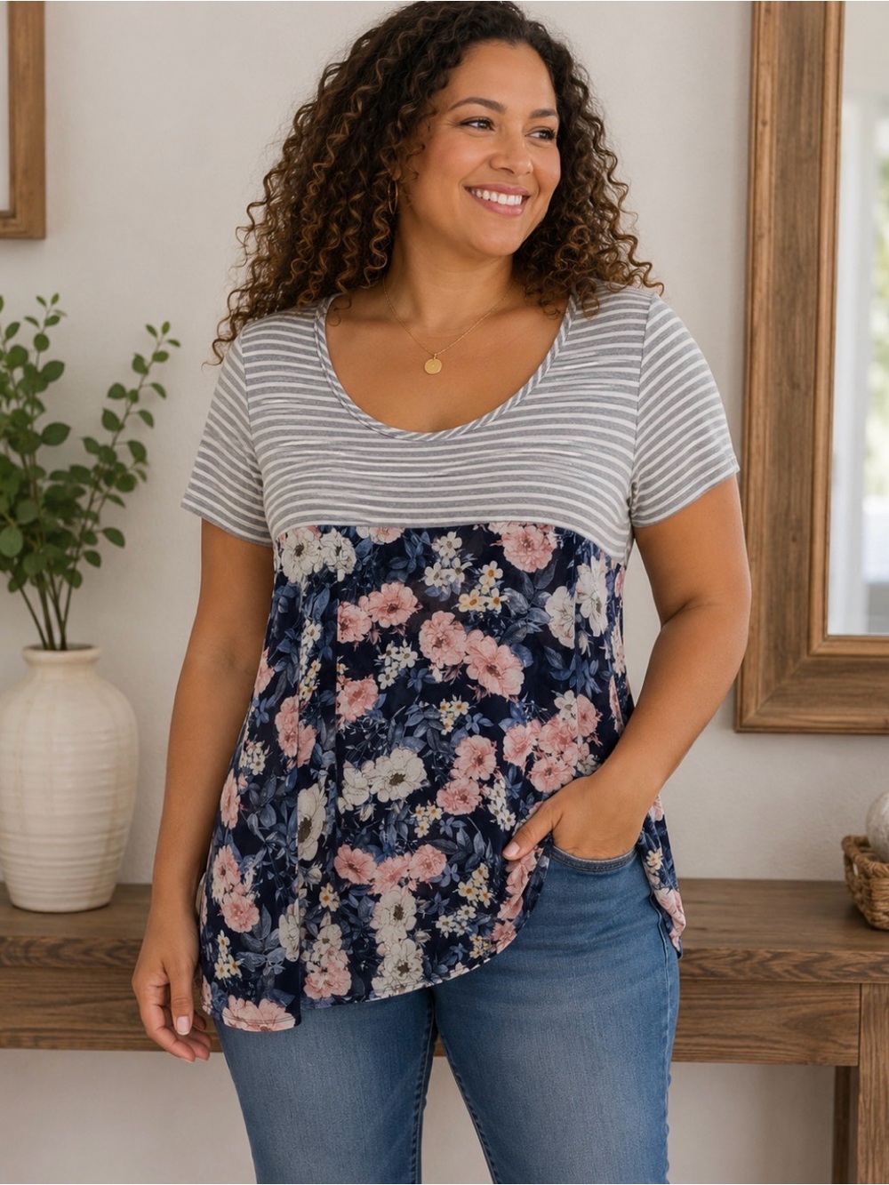 Emeral floral babydoll Women’s top